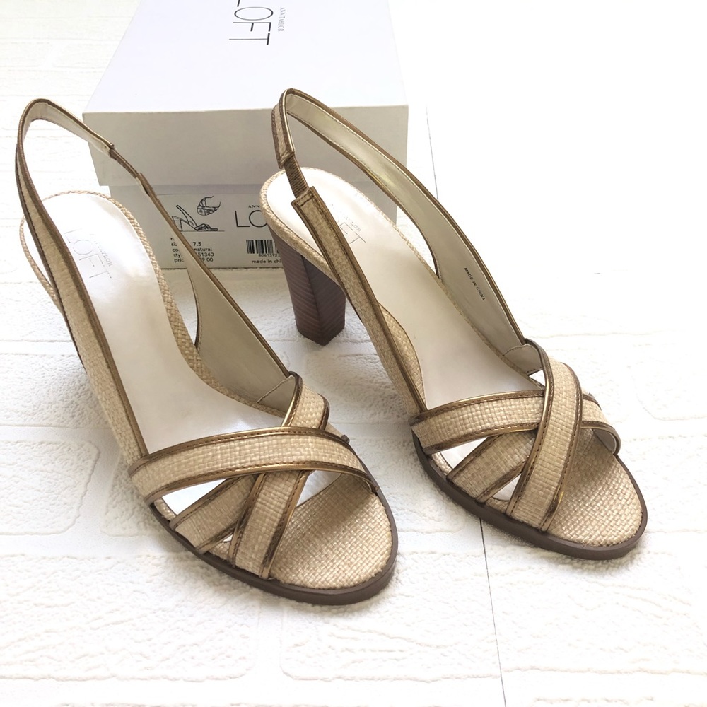 NWT NIB The LOFT Gold Trimmed Strappy Sandals 👡